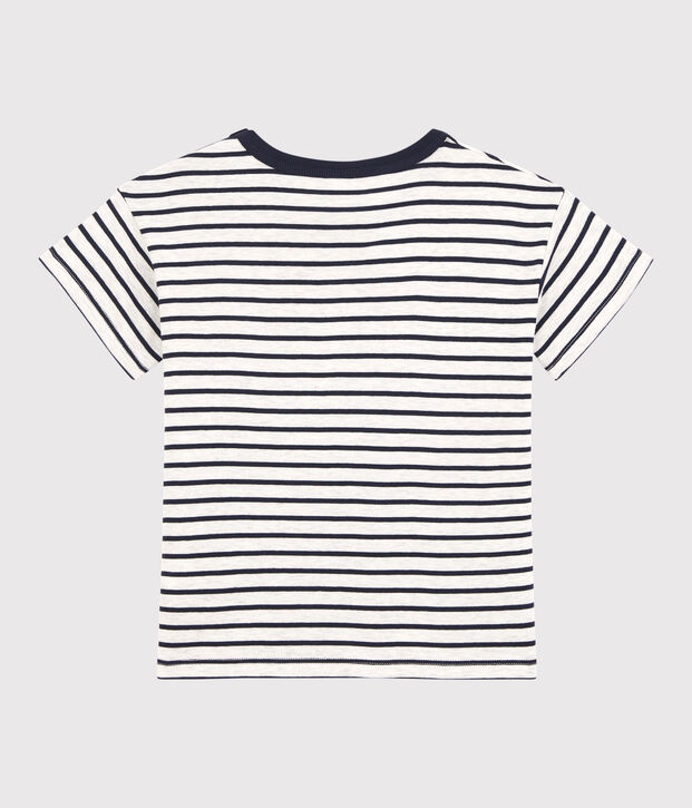 T-shirt  maniche corte in cotone bambino beige/blu