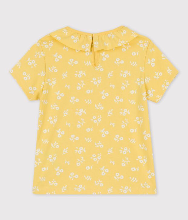 T-shirt a maniche corte in cotone bambina giallo/bianco