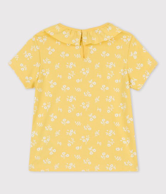 T-shirt a maniche corte in cotone bambina giallo ORGE/bianco MARSHMALLOW