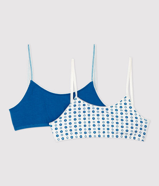 Confezione da 2 brassières ragazza con stampa a fiori in cotone biologico e elastan variante 1