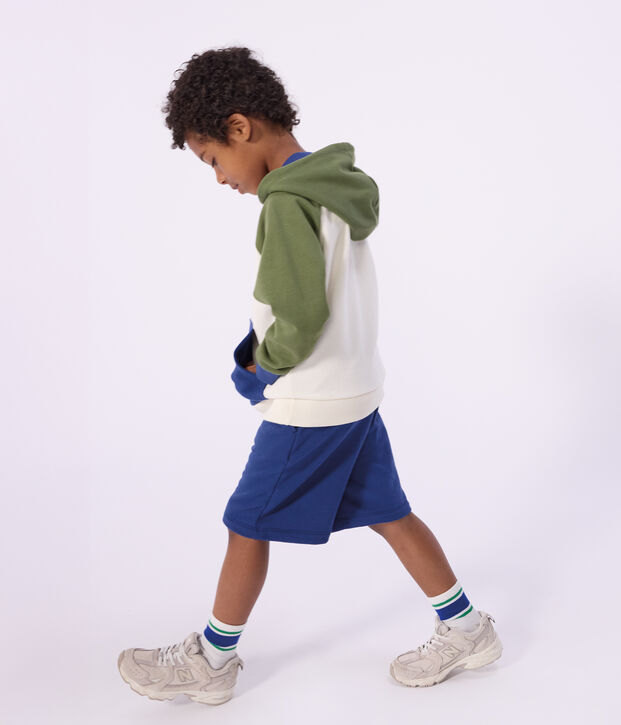 Felpa con cappuccio in cotone bambino ecru/multicolore