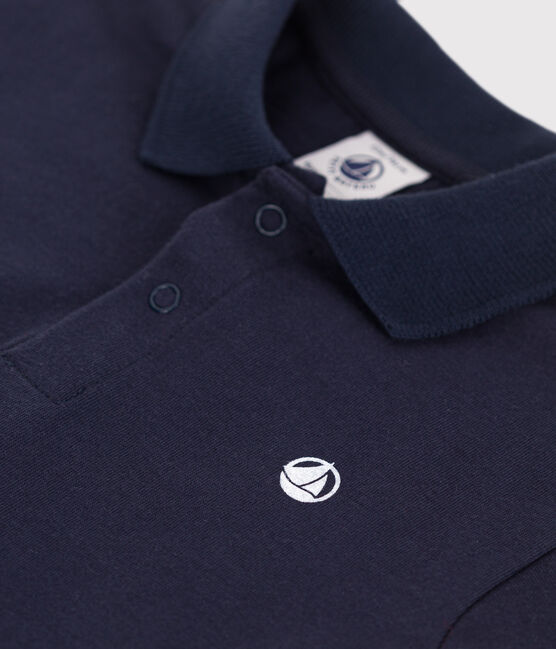 Polo a maniche corte in cotone tinta unita neonato blu SMOKING