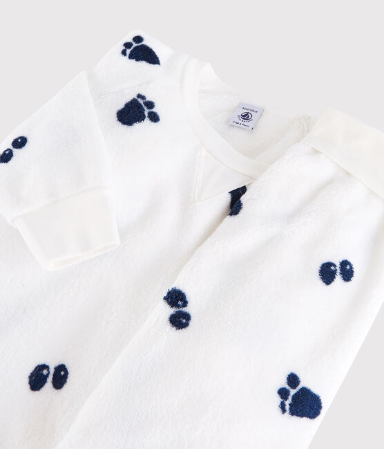 Pigiama bambino in pile bianco MARSHMALLOW/blu MEDIEVAL CN