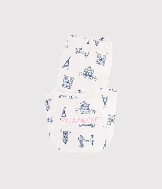 Pigiama bambino fantasia Parigi a costine bianco MARSHMALLOW/blu MAJOR