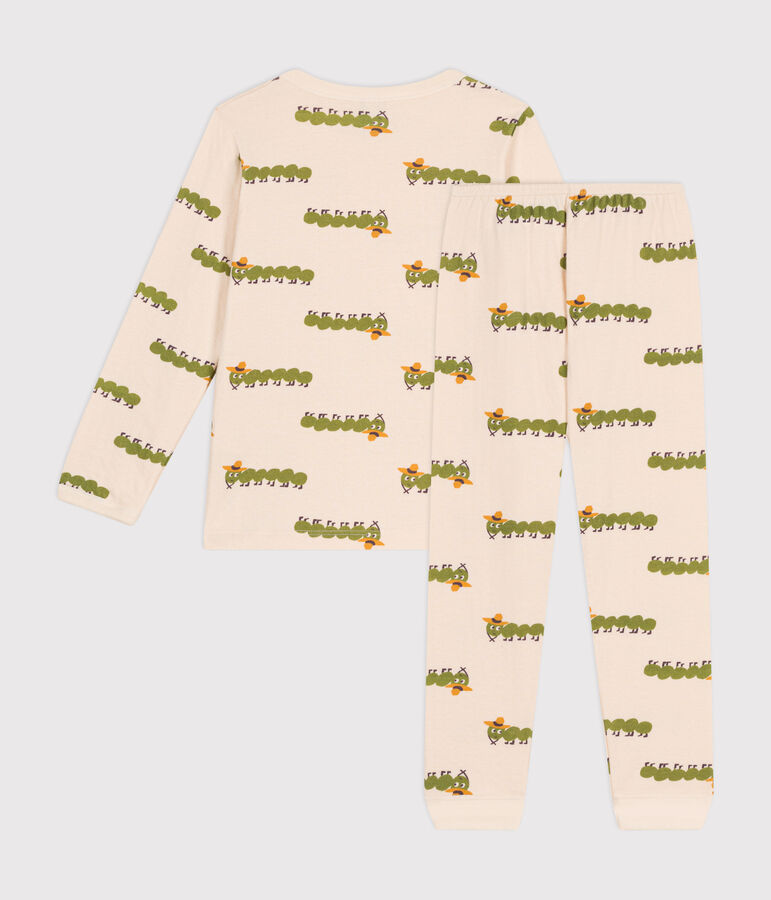 Pigiama fantasia animalier in cotone bambino ecru/multicolore