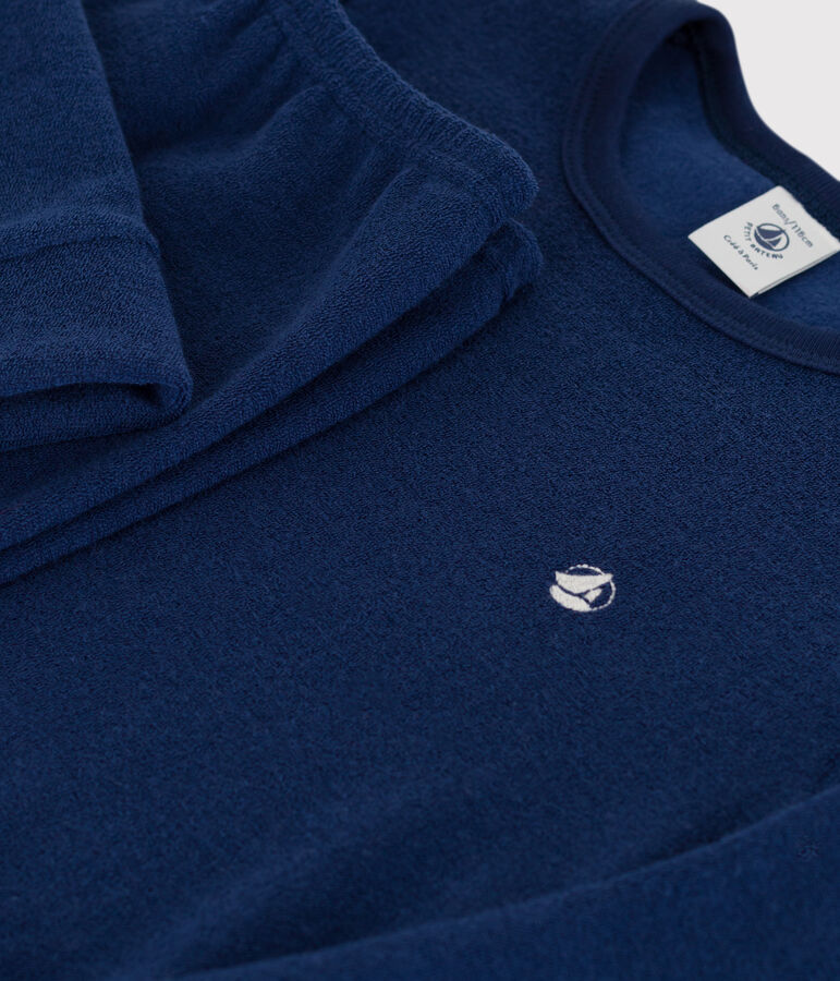 Pigiama in spugna bouclette grattata per bimba/bimbo blu