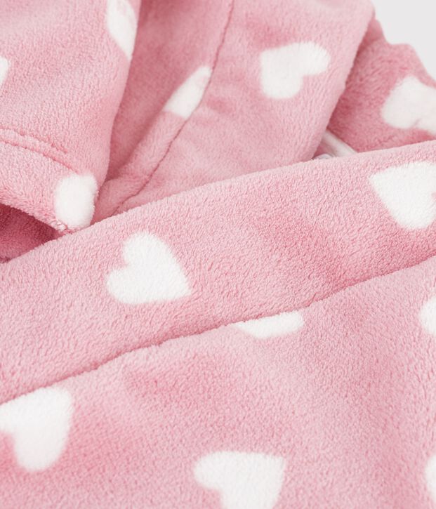 Vestaglia in pile con stampa bambino rosa/bianco