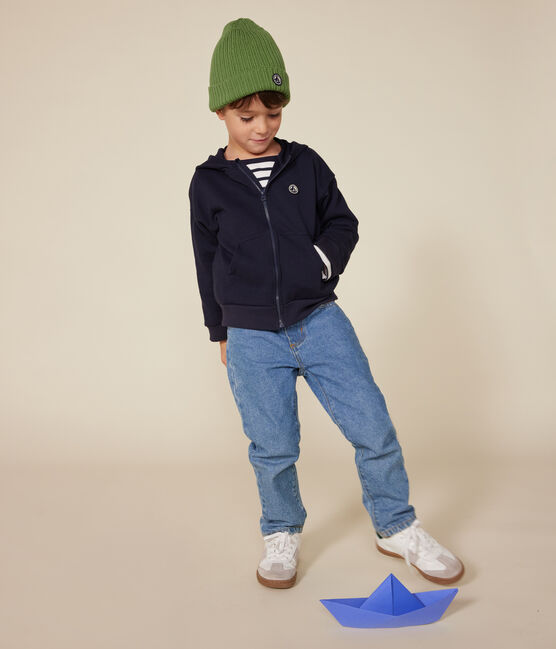 Felpa con zip e cappuccio bambino blu SMOKING