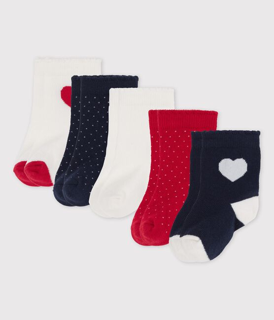 Confezione da 5 paia di calzini bebè a cuori variante 1