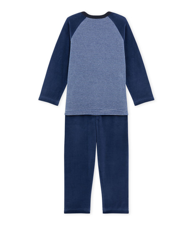 Pigiama per bambino con motivo lupo blu/blu/bianco