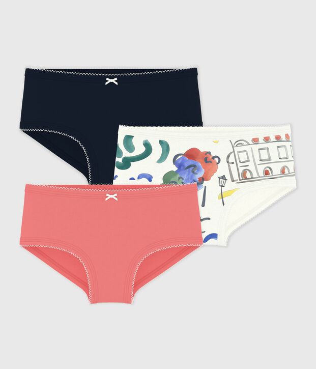 Set di slip a vita alta in cotone con stampa bambina multicolore