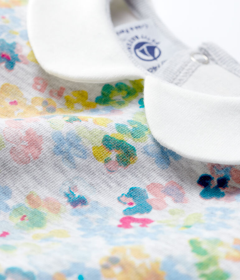 Blusa con colletto a manica lunga in jersey beb&egrave; femmina grigio POUSSIERE/bianco MULTICO