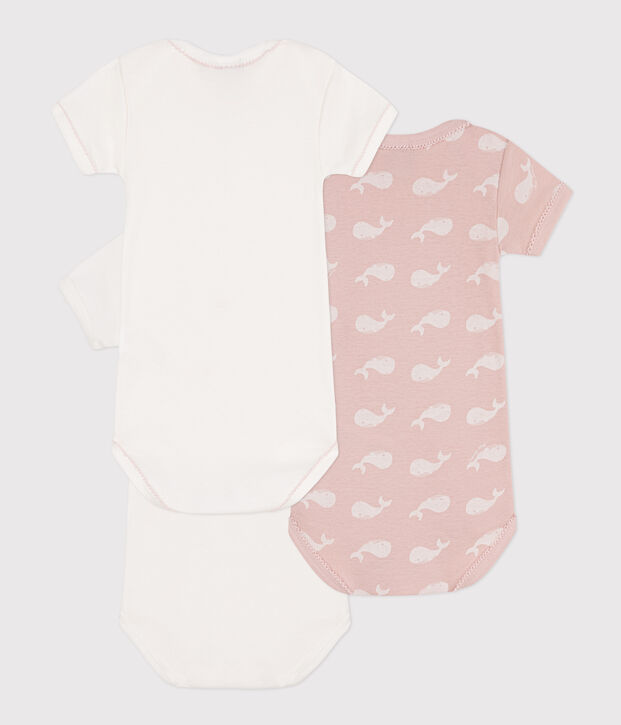 Confezione da 3 body manica corta in cotone con balene multicolore