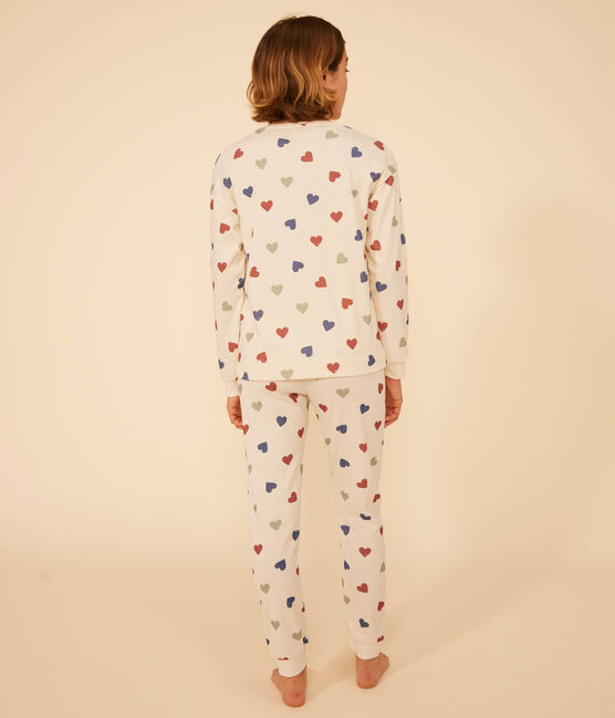 Pigiama motivo a cuore donna in cotone bianco AVALANCHE/ MULTICO