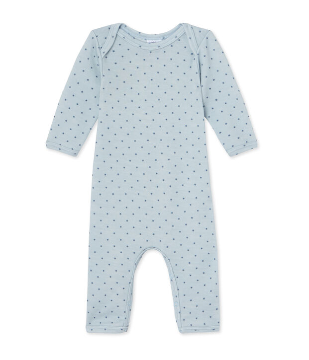 Tutina beb&egrave; bambino in lana e cotone blu/grigio