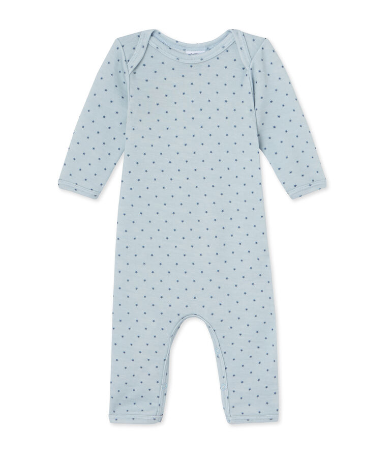 Tutina beb&egrave; bambino in lana e cotone blu FRAICHEUR/grigio TEMPETE