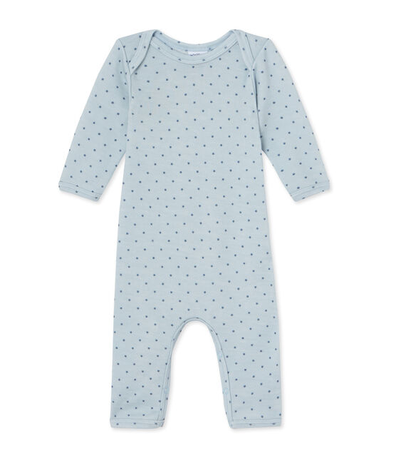 Tutina bebè bambino in lana e cotone blu FRAICHEUR/grigio TEMPETE