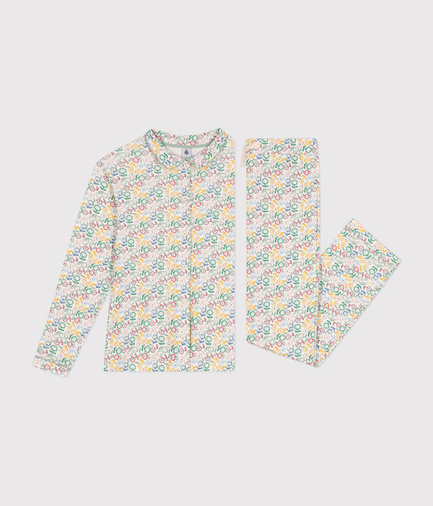 Pigiama in cotone con stampa a fiori donna bianco/multicolore