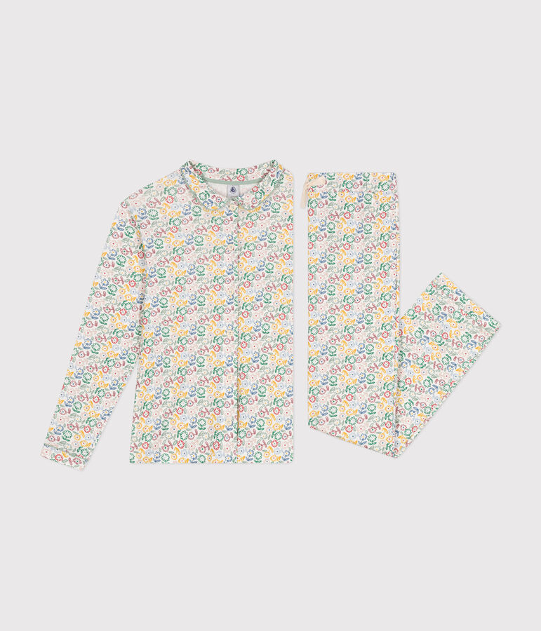 Pigiama in cotone con stampa a fiori donna bianco/multicolore