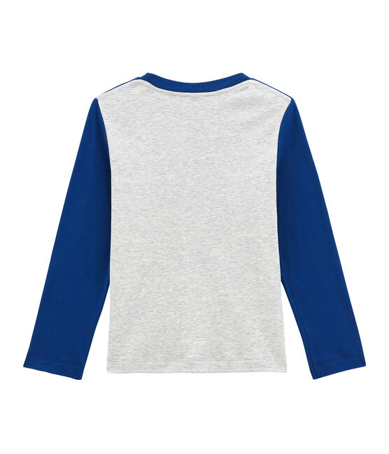 tee-shirtmaniche lunghe per bambino grigio BELUGA/blu LIMOGES