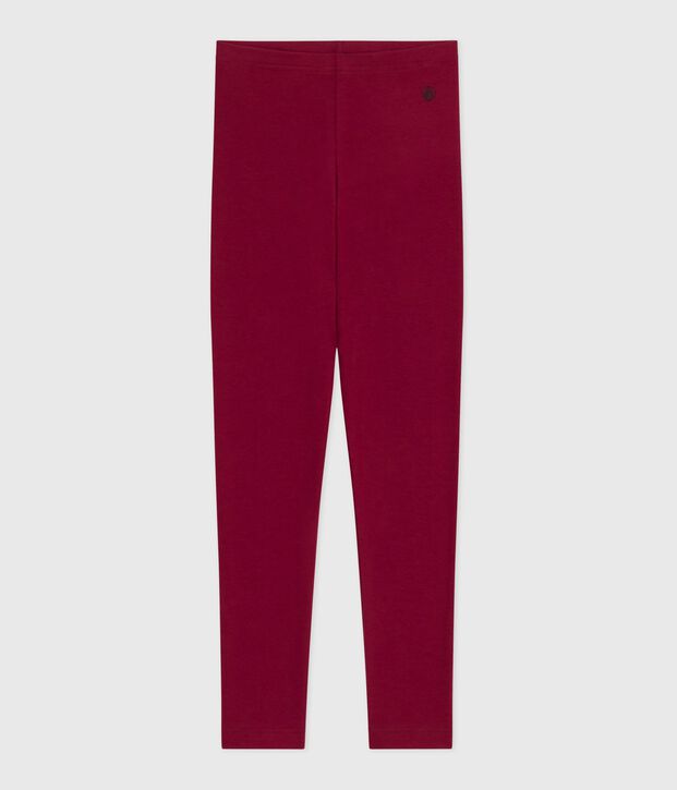 Leggings in cotone tinta unita bambina rosso