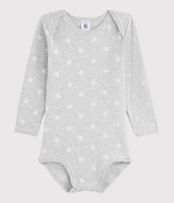 Body manica lunga bebè femmina grigio BELUGA/bianco MARSHMALLOW