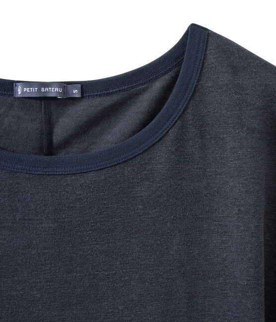 T-shirt donna in lino blu SMOKING