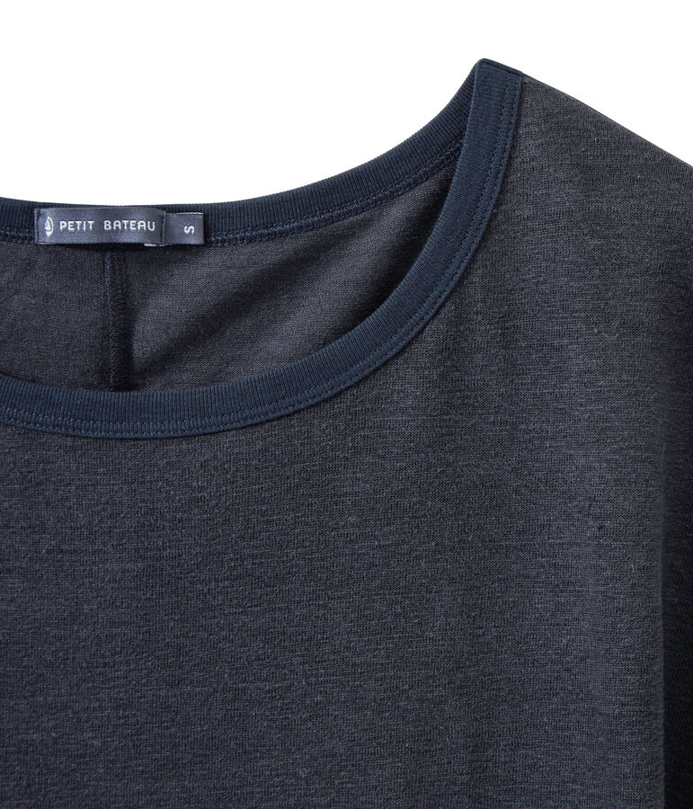 T-shirt donna in lino blu