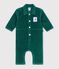 Tutina lunga in ciniglia tinta unita neonato verde