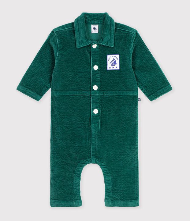 Tutina lunga in ciniglia tinta unita neonato verde