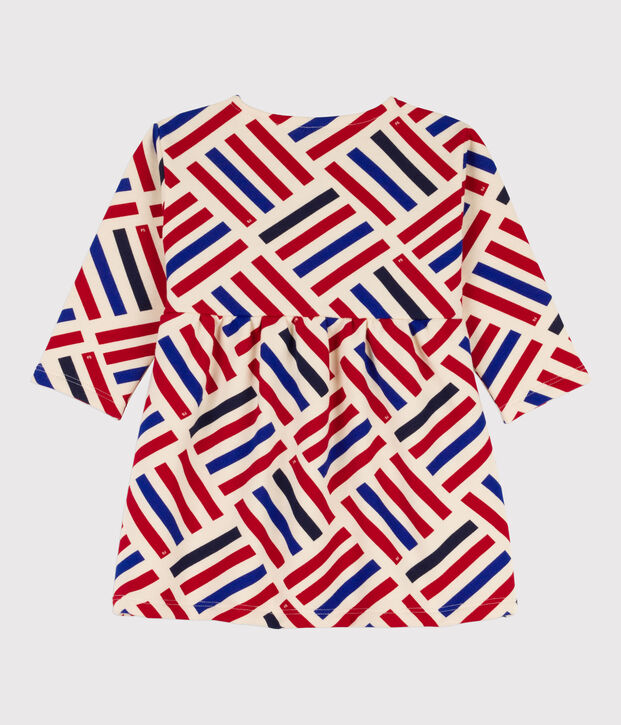Abito a maniche lunghe beb&egrave; in felpa con stampe grafiche ecru/multicolore
