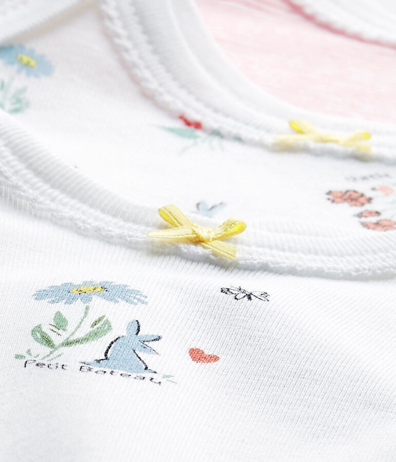 Lotto di 3 bodies per beb&eacute; femmina a maniche corte bianco LOT