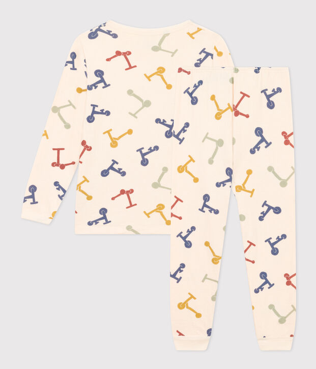 Pigiama fantasia in cotone bambino ecru/multicolore