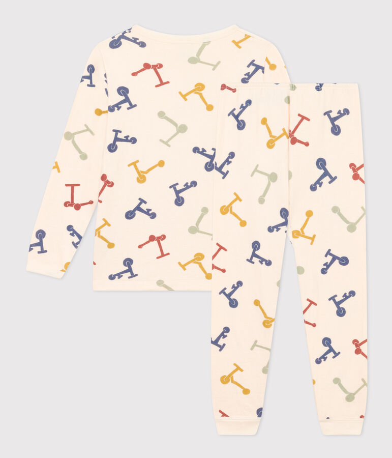 Pigiama fantasia in cotone bambino ecru/multicolore