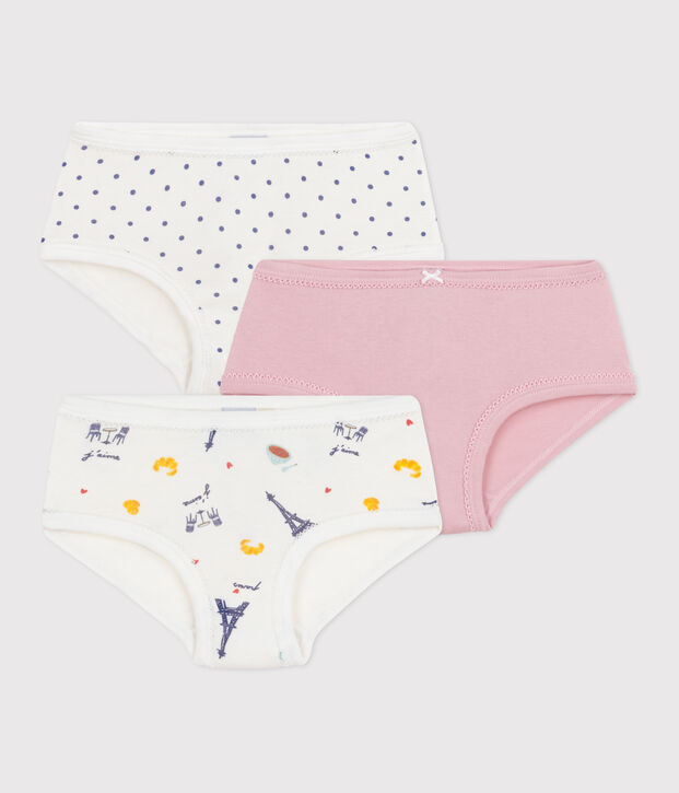 Set di slip a vita alta in cotone con stampa Parigi bambina multicolore