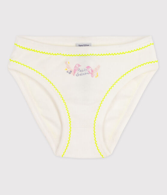 La mutandina in cotone per bambina bianco ECUME/ JAUNE