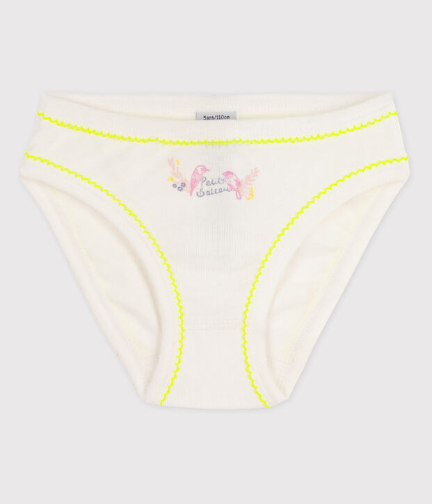 La mutandina in cotone per bambina bianco/giallo