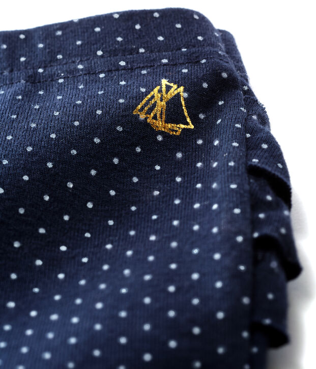 Leggings stampati da beb&egrave; femmina con balze blu/bianco