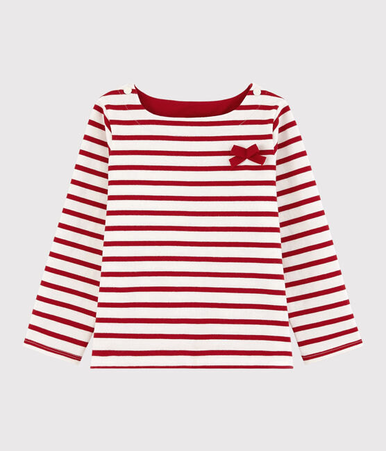 Marinière in jersey bambina bianco MARSHMALLOW/rosso TERKUIT