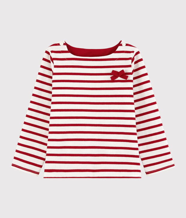Marini&egrave;re in jersey bambina bianco/rosso