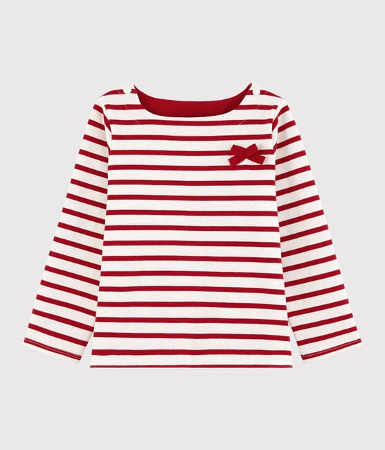 Marinière in jersey bambina bianco MARSHMALLOW/rosso TERKUIT