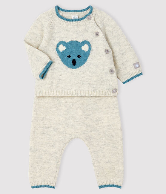 Completo 2 pezzi jacquard neonato in maglia grigio BELUGA CHINE