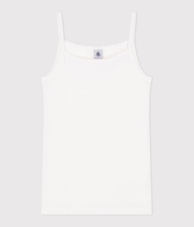 Chemise &agrave; bretelles en coton femme bianco