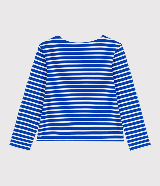Marinière a maniche lunghe in cotone donna blu PERSE/bianco MARSHMALLOW