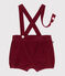 Shorts con bretelle in velluto tinta unita neonato AMARANTE