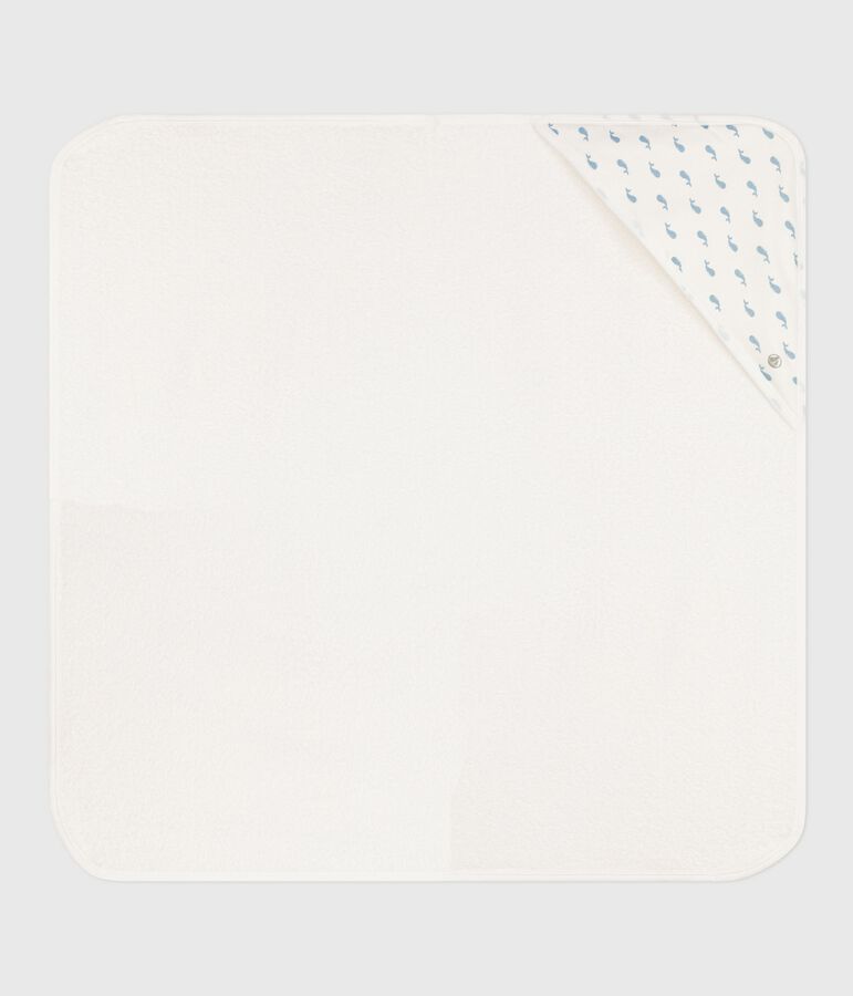 Asciugamano quadrato da bagno in cotone neonato bianco/blu