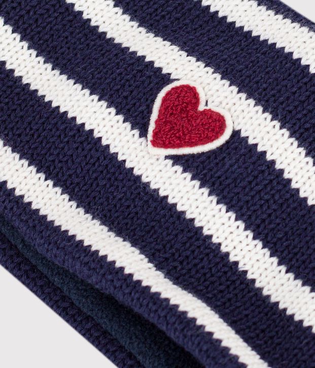 Snood in maglia a righe foderata in pile neonato blu/ecru
