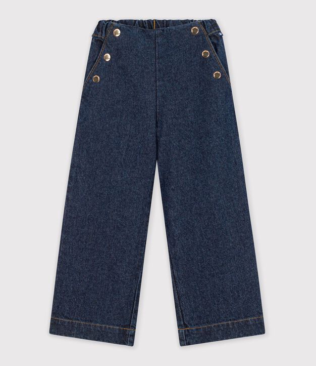 Pantaloni a gamba ampia in denim bambina blu