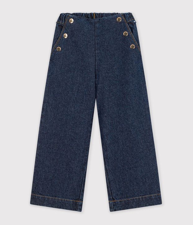Pantaloni a gamba ampia in denim bambina blu