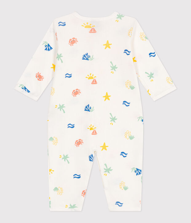 Pigiama senza piedini in cotone stampato neonato bianco/multicolore